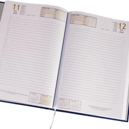 2026 Embossed Square A5 Diary Open Page Entries